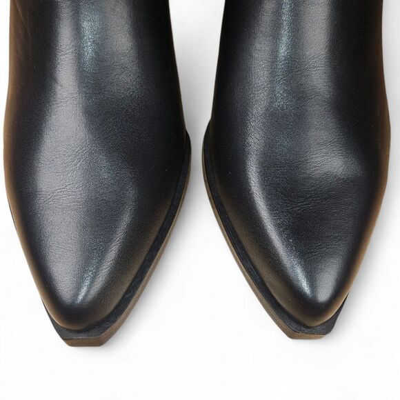 Size 10 Black Ankle Booties Silver Chains Side Zip Snakeskin Detail Pointed SODA - Picture 4 of 14